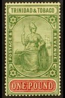 1921-22 £1 Green And Carmine Wmk Script CA, SG 215, Fine Mint. For More Images, Please Visit... - Trinidad Y Tobago