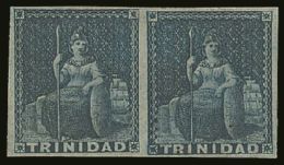 1852 (1d) Deep Blue On Evenly Blued Paper SG 4, Superb Mint Horizontal Pair, With Clear Margins All Round. For... - Trinidad & Tobago (...-1961)