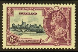 1935 6d Slate And Purple Silver Jubilee, Variety "Extra Flagstaff", SG 24a, Superb Never Hinged Mint. For More... - Swaziland (...-1967)