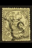 1874 10p Black "Justice" Allegory, SG 226,  Used With Neat Arana "5" Cancel Of Granada. Tiny Hinge Thinning Patch... - Sonstige & Ohne Zuordnung