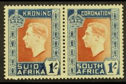 1937 1s Red-brown And Turquoise- Blue Coronation With HYPHEN ON AFRIKAANS STAMP OMITTED, SG 75a, Never Hinged Mint... - Non Classés