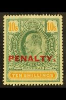 CAPE OF GOOD HOPE REVENUE - 1911 10s Green & Yellow, Ovptd "PENALTY" Barefoot 8, Never Hinged Mint. For More... - Sin Clasificación