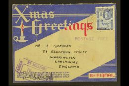 1943 (December) Illustrated "Xmas Greetings" Air Letter Sheet To England Bearing KGVI 3a (SG 108) Tied By A.P.O.... - Somaliland (Herrschaft ...-1959)