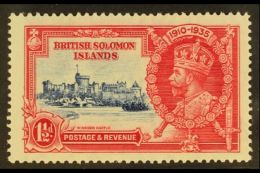 1935 1½d Deep Blue And Carmine, Silver Jubilee Variety "Diagonal Line By Turret", SG 53f, Very Fine Never... - Islas Salomón (...-1978)