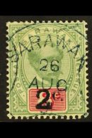 1889 2c On 8c Green And Carmine With SURCHARGE DOUBLE, SG 24a, Very Fine Used. For More Images, Please Visit... - Sarawak (...-1963)