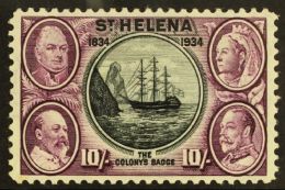 1934 10s Black & Purple Centenary, SG 123, Superb Mint, Very Fresh. For More Images, Please Visit... - St. Helena