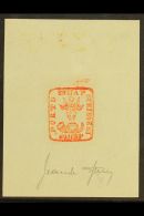 SPERATI REPRODUCTION 1858-61 80p Moldavian Bull, Proof In Red On Paper, Signed Beneath By Jean De Sperati; On... - Other & Unclassified