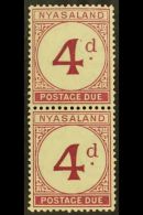 POSTAGE DUES 1950 4d Purple, Vertical Pair With OPEN "d" In In "4d" Value, SG D4, Never Hinged Mint. For More... - Nyassaland (1907-1953)