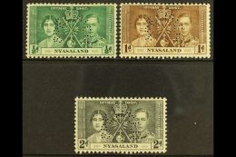 1937 Coronation Set Complete, Perforated "Specimen", SG 127s/129s, Very Fine Mint. (3 Stamps) For More Images,... - Nyasaland (1907-1953)