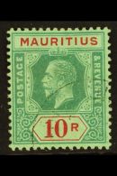 1913-22 10r Green & Red/green On Emerald, SG 204c, Very Fine Cds Used. Lovely! For More Images, Please Visit... - Mauritius (...-1967)