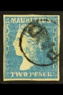 1859 2d Pale Blue, Dardenne Printing, SG 44, Very Fine Used With Large Even Margins, Full Even Colour And Almost... - Mauritius (...-1967)