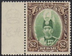 KEDAH 1937 $2 Green & Brown, SG 67, Very Fine Marginal Example, Never Hinged Mint (1 Stamp) For More Images,... - Sonstige & Ohne Zuordnung