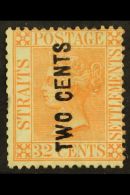 1883 "TWO CENTS" Vertical Surcharge On 32c Pale Red, Type 20f With Wide "E", SG 60, Unused, Re-gummed And With... - Straits Settlements
