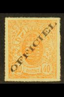 OFFICIALS 1875 40c Red-orange With Type I (25½ Mm) Overprint, Michel 8 Ia, Very Fine Mint Example Of This... - Altri & Non Classificati