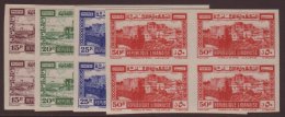1945 Tourist Publicity Airpost Set, Variety "IMPERF BLOCKS OF 4", Maury 197/200, Superb NHM. (16 Stamps) For More... - Lebanon