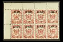 1896 50c Maroon With Labuan Opt, SG 81, Never Hinged Mint Block Of 8. Lovely Frontal Appearance With Some Gum Tone... - North Borneo (...-1963)