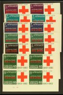 1963 Red Cross IMPERF Complete Set (Michel 409/14 B, SG 552/57), Superb Never Hinged Mint Lower Right Corner... - Jordan