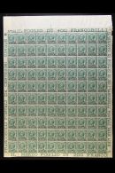 LEVANT - JERUSALEM 1909-11 10pa On 5c Green, Sassone 1, A Superb COMPLETE SHEET Of 100 With Full Margins All... - Autres & Non Classés