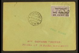 1917 (27 June) Napoli-Palermo First Flight Cover Bearing Air 25c On 40c Violet (Sass 2, SG 103) Tied By Cds. For... - Unclassified