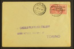 1917 (20 May) First Flight  Cover Bearing Air 25c Rose (Sass 1, SG 102) Tied By "POSTA AEREA / ROMA-TORINO" Cds.... - Non Classificati