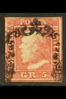 SICILY 1859 5gr Rose Carmine, Sass 9, Signed As Such By Sorani, Very Fine Used With Large Margins And Neat Frane... - Ohne Zuordnung