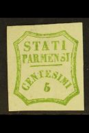 PARMA 1859 5c Yellow Green, 2nd Printing, Sass 13, Superb Mint Og, Signed E Diena And Fiecchi, Lovely Stamp. For... - Unclassified