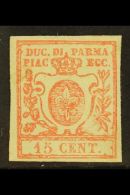 PARMA 1857-59 15c Pale Red (Sassone 9, SG 16), Mint With Patchy Gum, Small Thin, Four Good To Large Margins, Fresh... - Unclassified