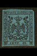 MODENA 1852 40c On Deep Blue With Stop After Value, Variety "49 For 40", Sass 10a, Very Fine Mint With Margins All... - Unclassified