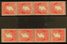 1946 COIL STAMPS 1d Carmine Perf 15 X Imperf, Fine Mint Strips Of Four With Upright And Inverted Watermarks, SG... - Sonstige & Ohne Zuordnung
