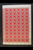 1941 POSTAGE DUE 1d Carmine, SG D6, Complete Pane Of Sixty, With Varieties At 1/6 Bulge, 484 Break, 7/2 & 7/4... - Sonstige & Ohne Zuordnung