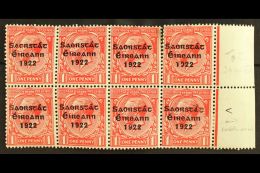 1922-23 SAORSTAT 1d Red, Right Marginal Block Of Eight, Showing ACCENT AND "T" INSERTED, SG 53c (Hib T48e, With... - Sonstige & Ohne Zuordnung