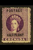 1881 ½d Deep Mauve Overprint WATERMARK UPRIGHT Variety, SG 21f, Fine Unused No Gum, Fresh. For More Images,... - Granada (...-1974)