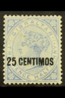 1889 25c On 2½d Bright Blue "Broken N" Variety, SG 18b, Fine Mint For More Images, Please Visit... - Gibraltar