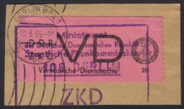 OFFICIALS DIENSTSACHEN 1965 (Apr) 20pf Black On Rose, Michel 2, Very Fine Used On Piece Cancelled By Large Boxed... - Otros & Sin Clasificación