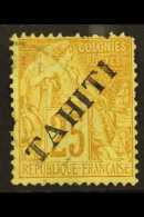 TAHITI 1893 25c Yellow Bistre, Ovptd, Yv 14, Used. Missing Perfs And Creased , Cat Yv €9000 (£6500).... - Otros & Sin Clasificación