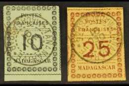 MADAGASCAR 1891 10c Black On Blue-green & 25c Brown On Buff, Yvert 9, 11, Very Fine Used With "Tananarive"... - Otros & Sin Clasificación