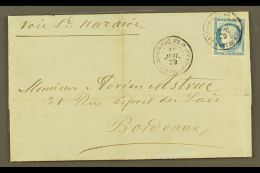 GUADELOUPE 1879 Cover To Bordeaux Franked Ceres 25c Blue With Large Margins All Round Tied By 10 Jul 79 Pointe A... - Other & Unclassified