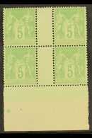 1898-1900 5c Yellow-green Sage Type III, Yvert 102, SG 282, Fine Never Hinged Mint Marginal GUTTER BLOCK Of 4,... - Autres & Non Classés