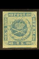 1854-57 2s Blue Dotted Spandrels (SG 7, Michel 3, Facit 3), Never Hinged Mint, Tiny Natural Gum Imperfection, Four... - Sonstige & Ohne Zuordnung