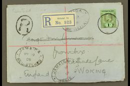 1908 (11 May) Registered Cover To England, Bearing 1907-09 1s Wmk CA Stamp (SG 33) Tied By Cds Cancel, With... - Cayman (Isole)