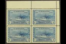 1942-8 $1 Blue, H.M.S. Cossack, Top Right Corner Block Of Four, SG 388, Never Hinged Mint. For More Images, Please... - Autres & Non Classés