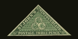 1857 3d Yellowish Green On Thick Paper, SG 3, Very Fine Mint Part Og, With Large Margins All Round. Cat... - Otros & Sin Clasificación
