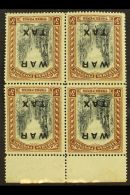 1919 3d Black And Brown "WAR TAX" With WATERMARK INVERTED, SG 105w, Never Hinged Mint BLOCK OF FOUR With Sheet... - Otros & Sin Clasificación