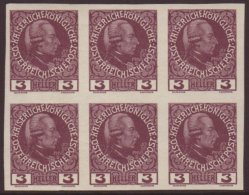1908-13 3h Purple Unsurfaced Paper Accession Imperf, Michel 141x U, Superb Never Hinged Mint IMPERF BLOCK Of 6,... - Altri & Non Classificati