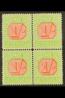 POSTAGE DUES 1912 - 1923 1s Scarlet And Pale Yellow Green, SG D85, Very Fine Mint Block Of 4. For More Images,... - Otros & Sin Clasificación