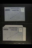 OFFICIAL AEROGRAMME - "SPECIMENS" 1952-60 USED & UNUSED Group That Includes 1952 Air Letter - Blue OHMS Unused... - Altri & Non Classificati