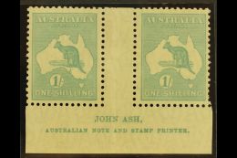 1929-30 Small Multiple Wmk 1s Blue-green Roo (SG 109), Ash Imprint Pair With "N" Over "A", BW 34za, Fine Mint  For... - Sonstige & Ohne Zuordnung