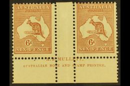1922-32 6d Chestnut Roo, 3rd Wmk (narrow Crown) MULLET IMPRINT PAIR, BW 21zd, Mint With Light Gum Toning. For More... - Otros & Sin Clasificación
