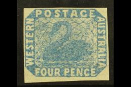 WESTERN AUSTRALIA 1854-55 4d Pale Blue Imperf, SG 3, Unused No Gum With 4 Margins. A Beautiful Stamp. For More... - Otros & Sin Clasificación