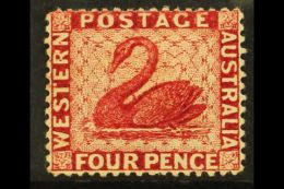 WESTERN AUSTRALIA 1882-85 4d Carmine Perf 14, SG 78, Mint Large Part OG. Lovely. For More Images, Please Visit... - Otros & Sin Clasificación